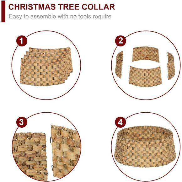 Christmas Tree Collar 23.5’’ D Handmade Water Hyacinth and Grassclosth - Picture 2 of 3